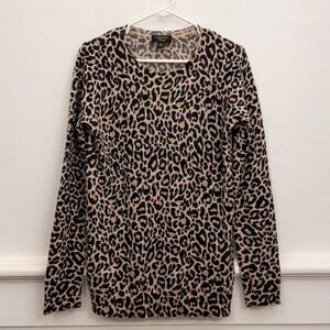 Charter Club 100% Cashmere Leopard Print Sweater Size M Soft Animal Print Top